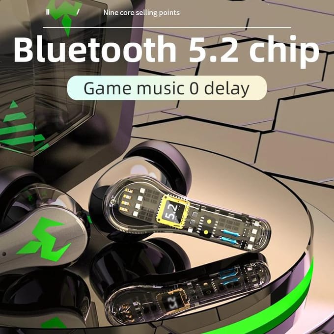 Draadloze Bluetooth 5.2 Oortelefoons Sport Koptelefoon 9D Stereo Surround Geluidskwaliteit Headsets Waterdicht Ruisonderdrukking Game Oordopjes met Microfoon