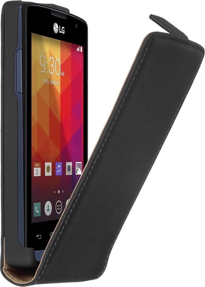 Zwart premium leder flipcase voor de LG Joy