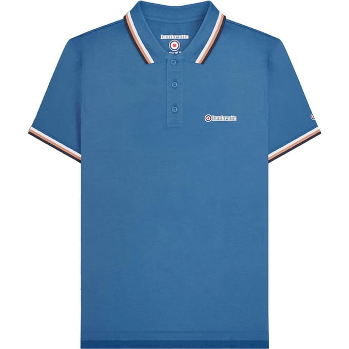 Lambretta Heren SS25 Triple Tipped Groot & Lang Poloshirt (Donkerblauw/Wit/Kurk/Navy)