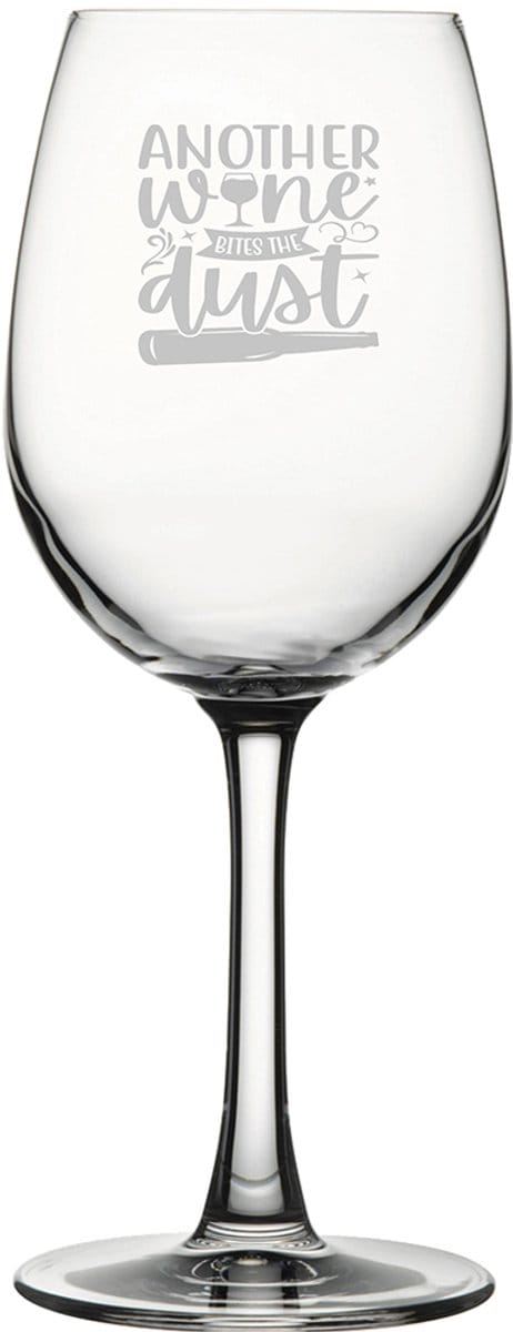 Gegraveerde witte wijnglas 36cl Another wine bites the dust
