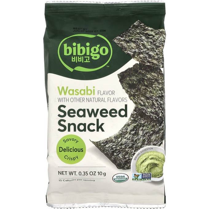 Bibigo, Snack Kimchi, Wasabi, 10g (0,35 oz) gray