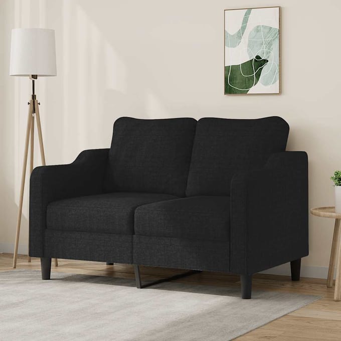 vidaXL - Tweezitsbank - 120 - cm - stof - zwart