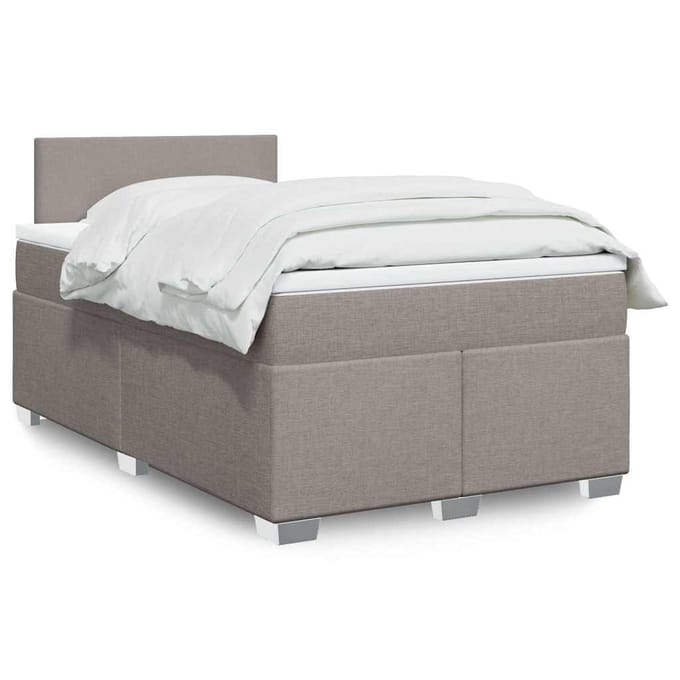 vidaXL - Boxspring - met - matras - stof - taupe - 120x190 - cm