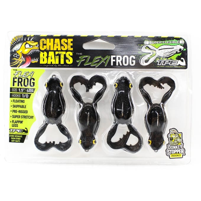 Chasebaits Flexi Frog 40 mm Zwevende Kunstaas 4 per Pak Zwart (4761)