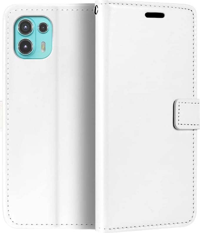 Bookcase Geschikt voor: Motorola Edge 20 Lite - Wit - portemonnee hoesje
