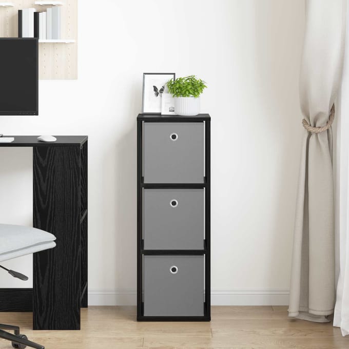 vidaXL - Dressoir - met - lade - Zwart - Eiken - 30,5 - x - 27 - x - 84,5 - cm