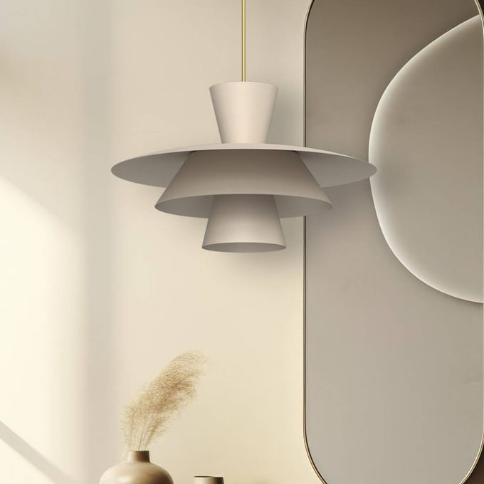 Luminex Hanglamp Plato, beige, metaal, Ø 38 cm, E27