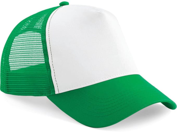 Truckers cap groen/wit voor volwassenen