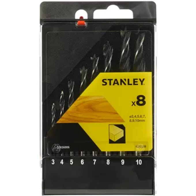 Stanley Brad-point Houtboorset - Diam. 3-10mm - 8 Stuks