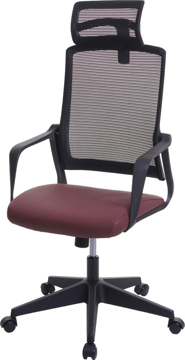 Bureaustoel MCW-J52, bureaustoel, ergonomische hoofdsteun, kunstleer ~ bordeaux-rood