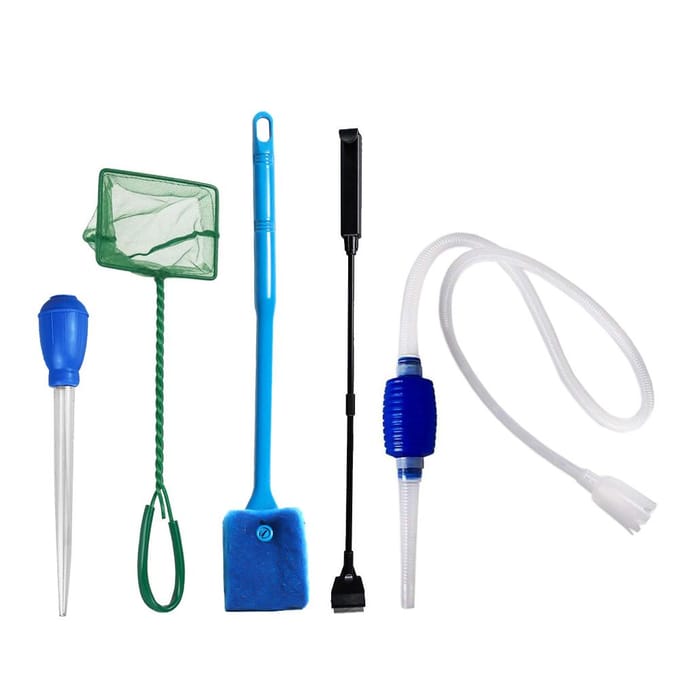 Kit d'outils de nettoyage d'aquarium 5 en 1 pour siphon de gravier d'aquarium multicolore