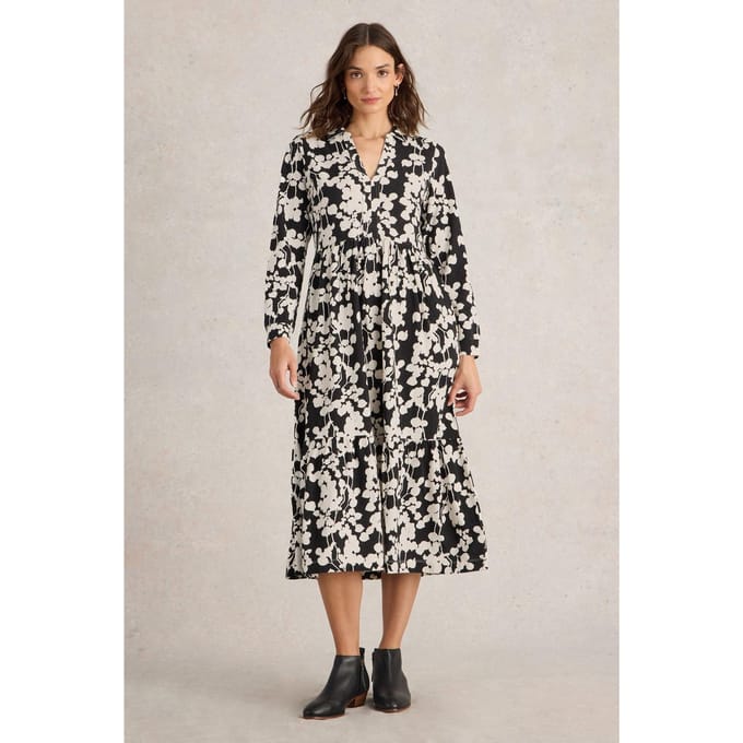 White Stuff Aimee Jersey Dress Black Multi Taglia: 8 | Abiti in T-Shirt Outlet | Donna | Nero