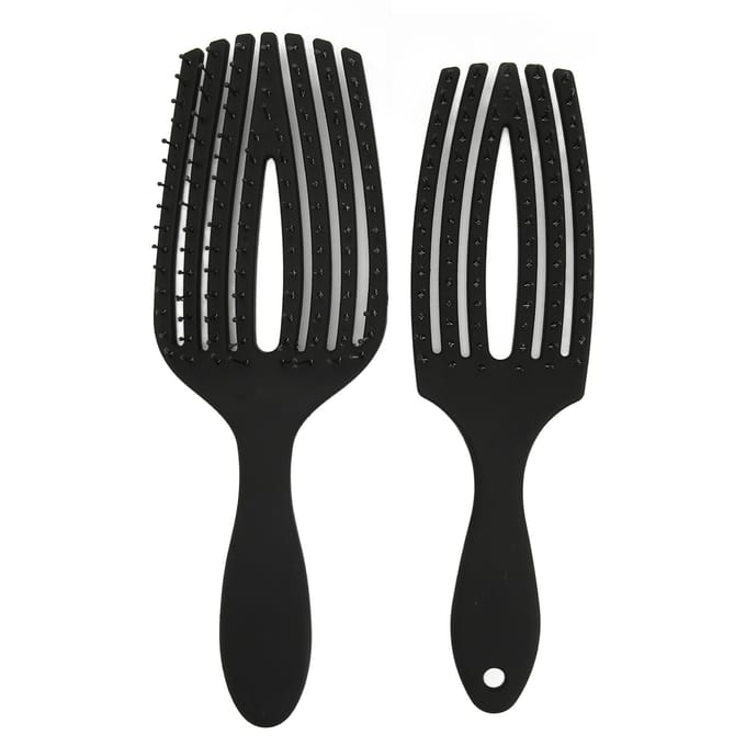Lot de 2 peignes à 8 rangées démêlants massants pour coiffage cheveux secs mouillés Kit de peignes de coiffage à 6 rangées pour salon de beauté gray