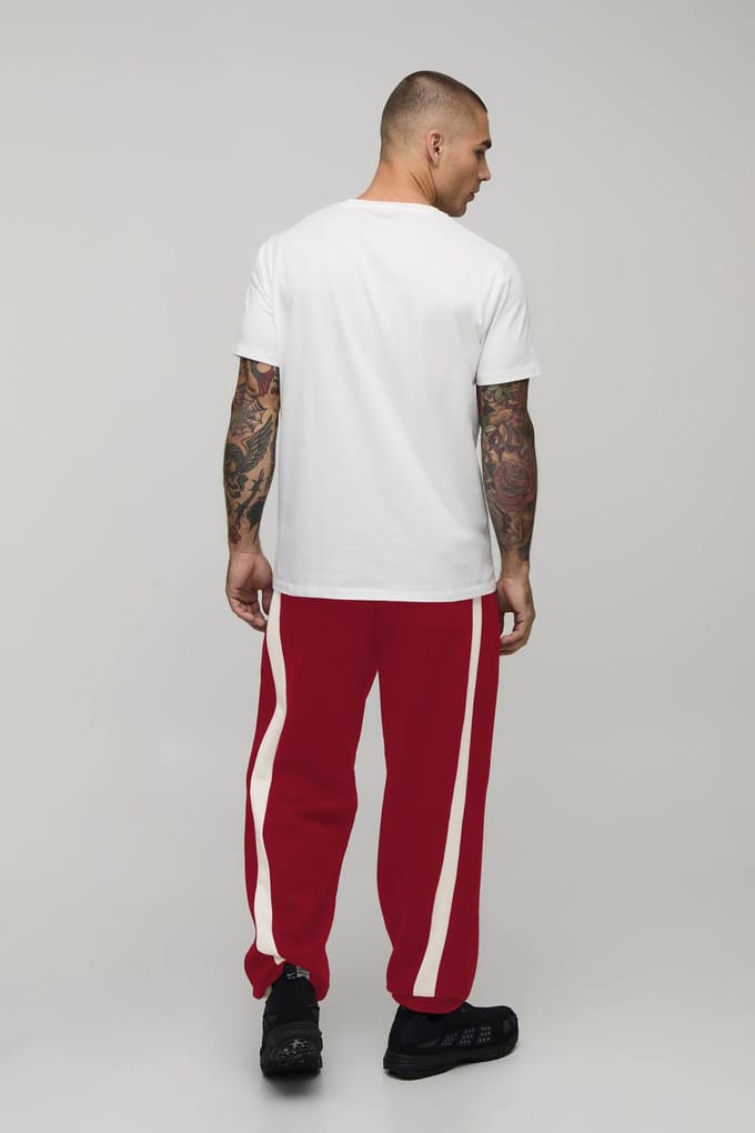 Baggy Fit Joggingbroek Met Panelen En Bungee Zoom | Red | Size Medium