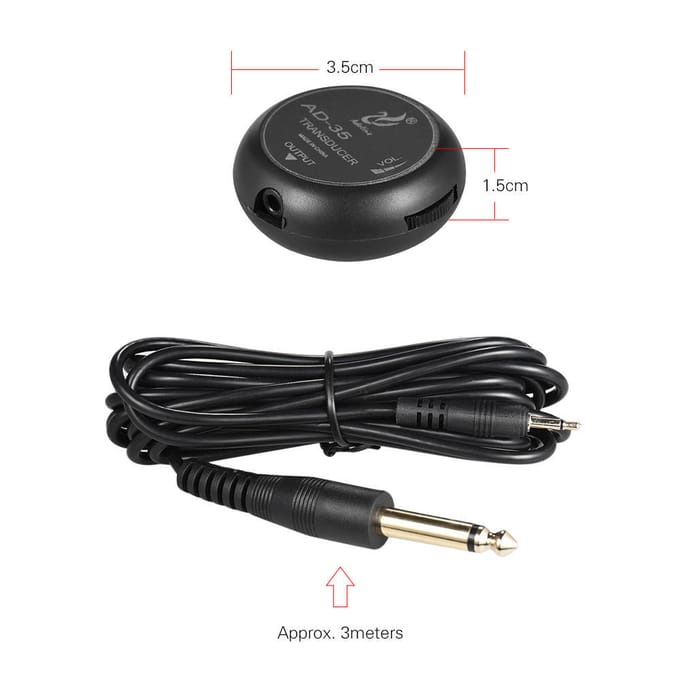 Piezo Pickup Contact Microfoon Transducer met 6,35mm Uitgangsstekker 10 Kabel