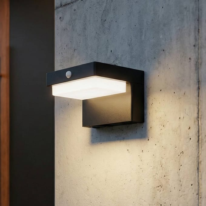 Lindby - solar buitenlamp - 1licht - Aluminium, polycarbonaat - H: 8 cm - zwart, wit - Inclusief lichtbron