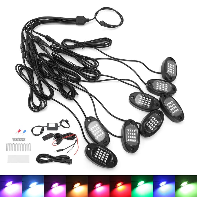 Auto LED Sfeerverlichting Onderkant Bluetooth Afstandsbediening 1V8 voor Off-Road Vrachtwagens ATV UTV Motoren black