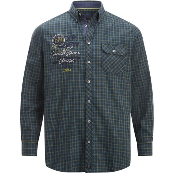 Jan Vanderstorm herren Overhemd - 41/42 - blauw - Plus Size
