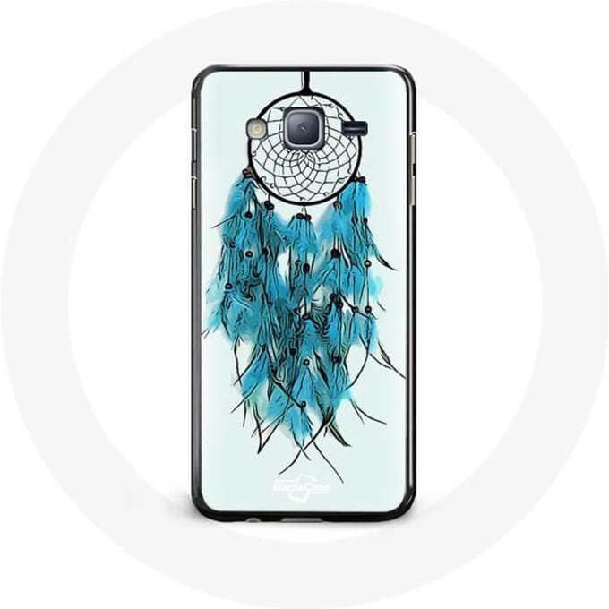 Case voor Samsung Galaxy j3 2016 Dream Catcher Blauw Witte Achtergrond