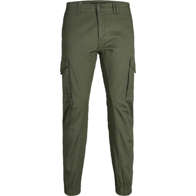 JACK & JONES Herenkleding: JPSTPAUL FLAKE CARGO BROEK Regular Fit in Olive Night - Lichtgewicht en functioneel.