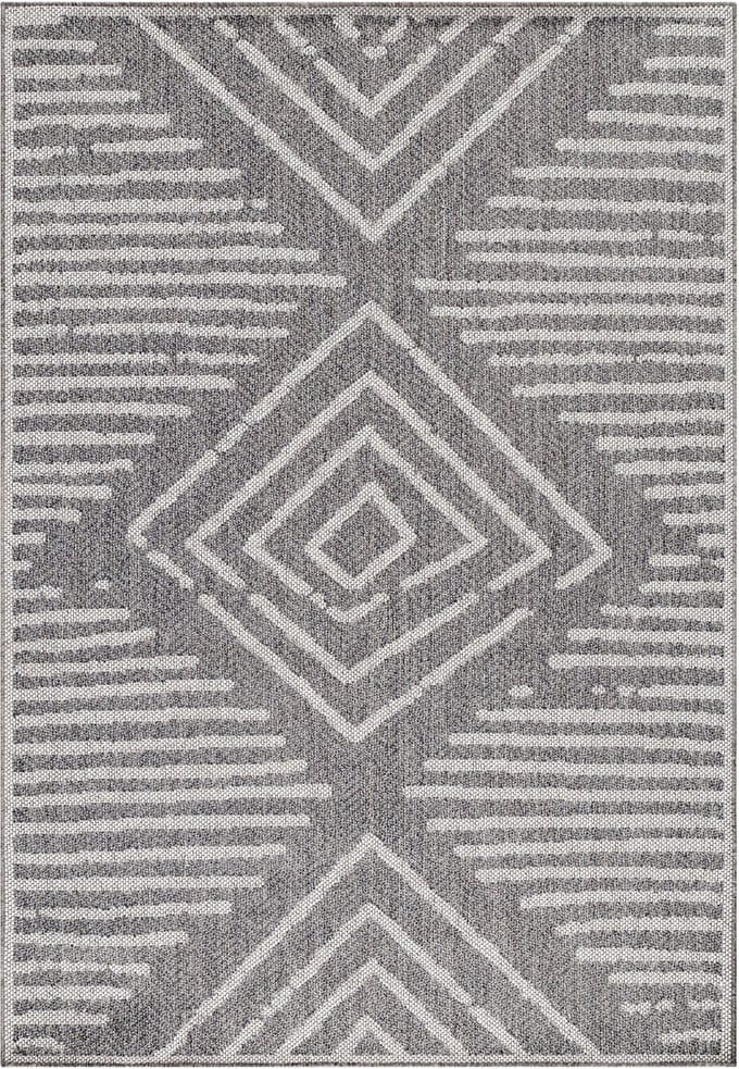 Buitenkleed met patronen Aruba - grijs 4902 - 140x200 cm