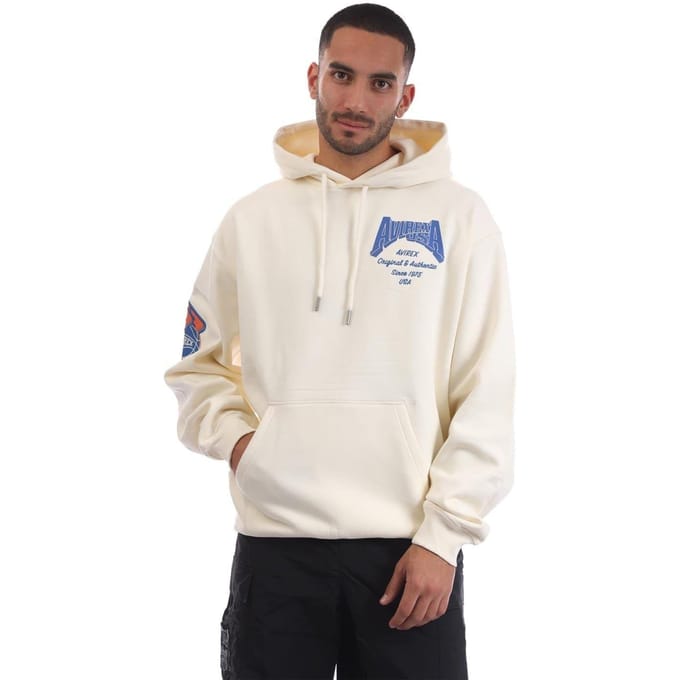 Avirex Heren-hoodie met relaxte pasvorm van Oakland (Ecru)