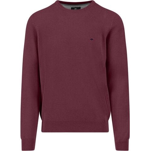 Fynch-Hatton Trui Fine Texture O-Neck Cotton Deep Merlot / male