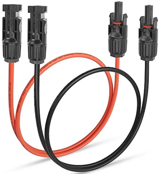 Zonneverlengkabel 11AWG Waterdichte Mannen naar Vrouwen Aansluitkabel - 2 Stuks 39,3 inch