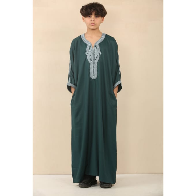 Kinderjongens groene Marokkaanse Thobe Jubba Robe Eid Djellaba Gandoura