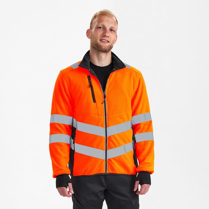 Engel Safety fleece jack 1192-236 - Hi-vis Orange / Anthracite Grey - M