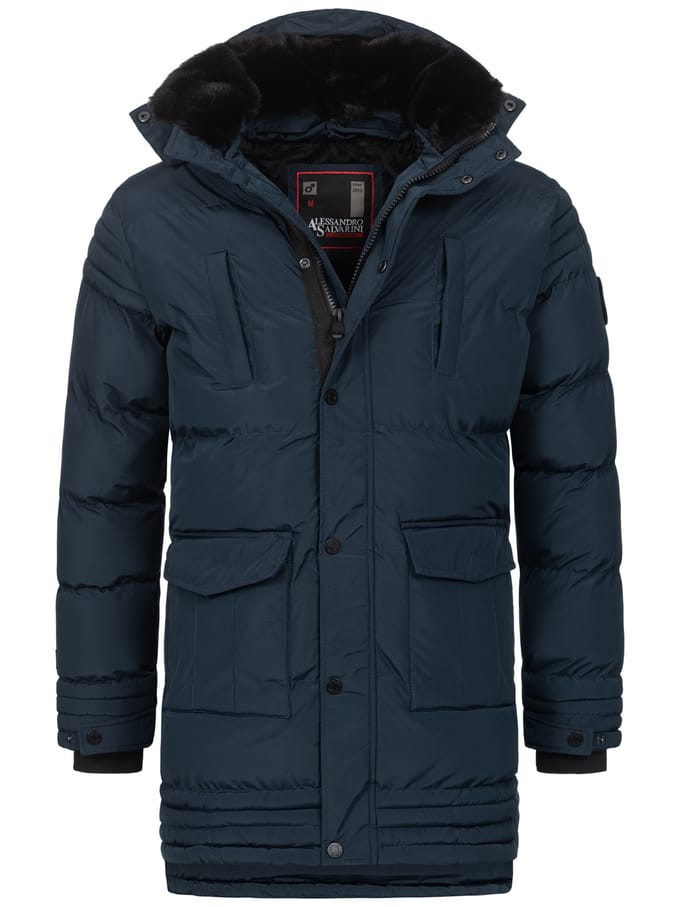 Alessandro Salvarini heren winterjas AS285 met teddyvoering en afneembare capuchon