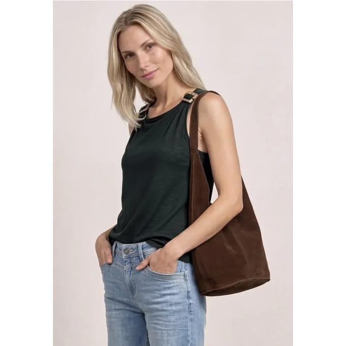 Top met ronde hals en schouderdetails