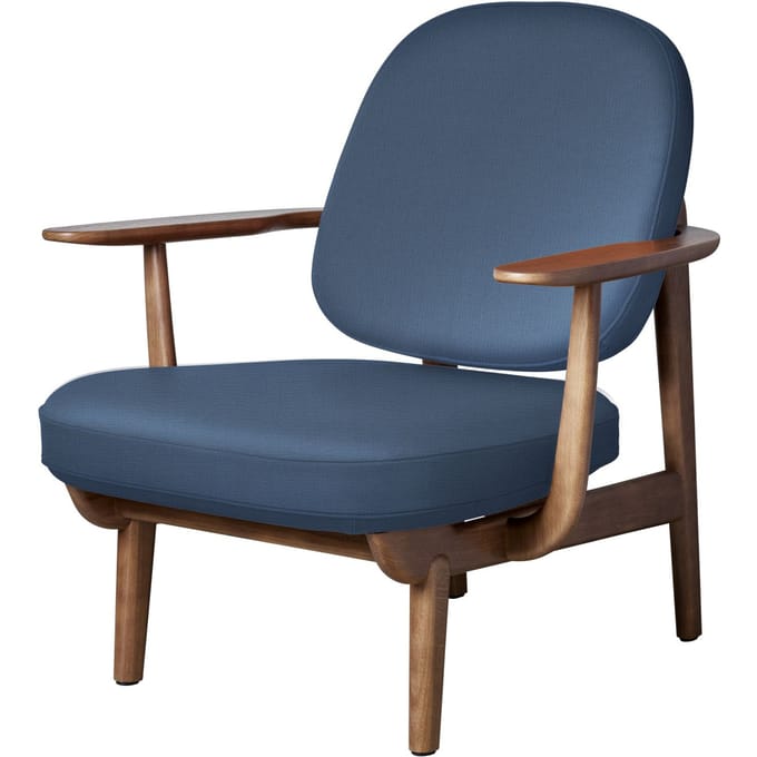 Fritz Hansen Fred Loungefauteuil - JH97 - lichtblauw uni - eiken walnoot gebeitst