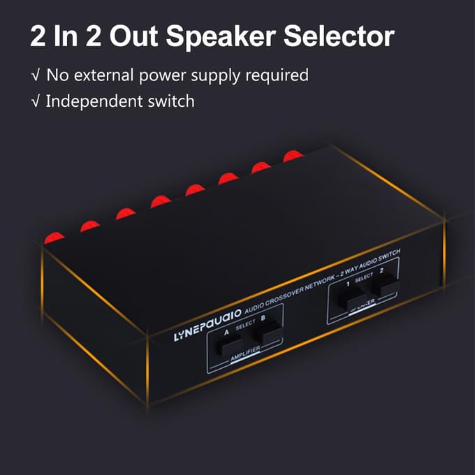 LINEPAUDIO 2 In 2 Uit Luidspreker Selectie Schakelaar Audio Signaal Schakelaar Eindversterker Audio Ontvanger zwart