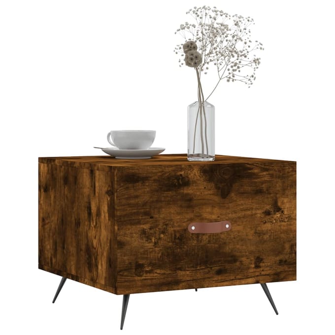 vidaXL - Salontafel - 50x50x40 - cm - bewerkt - hout - gerookt - eikenkleurig