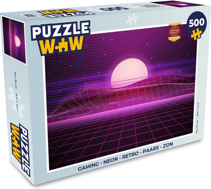 Puzzel Gaming - Neon - Retro - Paars - Zon - Gamen - Legpuzzel - Puzzel 500 stukjes