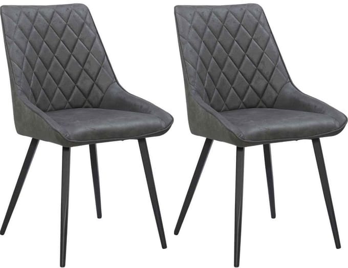 Colenis® - Nordi Eetkamerstoel - Set Van 2 - Antraciet - Microfiber - Microvezel - Zonder armleuning