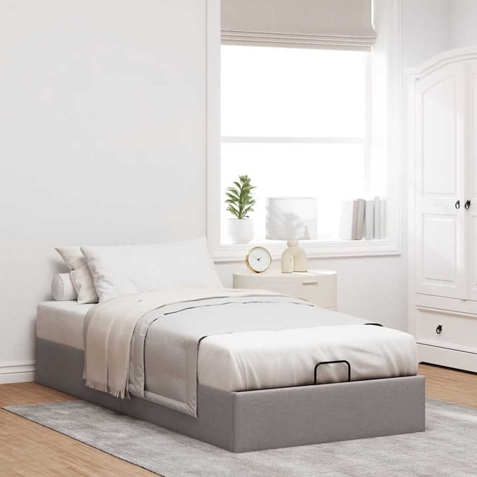 vidaXL - Bedframe - zonder - matras - 90x190 - cm - stof - taupe