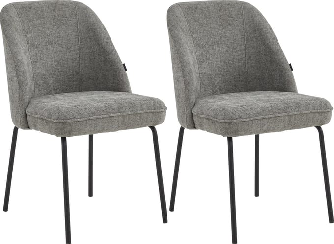 Colenis® - Julia Eetkamerstoel - Set Van 2 - Grijs - Linnen Stof - Industrieel - Design