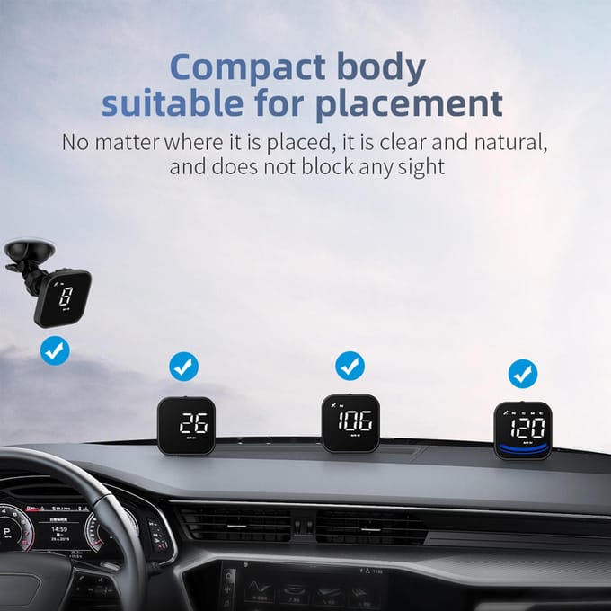 Smart HeadUp Display, universeel auto-GPS HeadUp-display met weergave van snelheid, kompas, aantal zwart