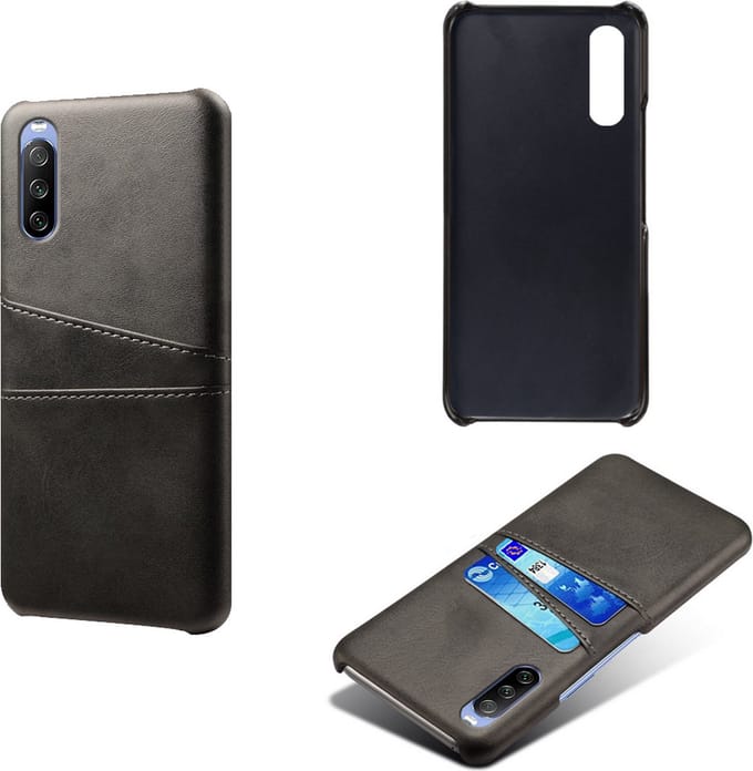 Back Cover met Opbergvakjes + Gehard Glas Screenprotector voor Sony Xperia 10 V _ Zwart