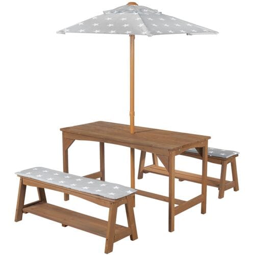 ROBA Kinder tuinset met parasol (Teak gekleurd)