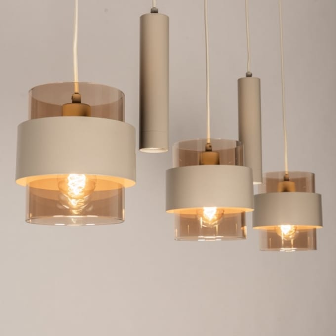 Lumidora Hanglamp 75534 - EIXAMPLE - 5 Lichts - E27 - Beige - Metaal