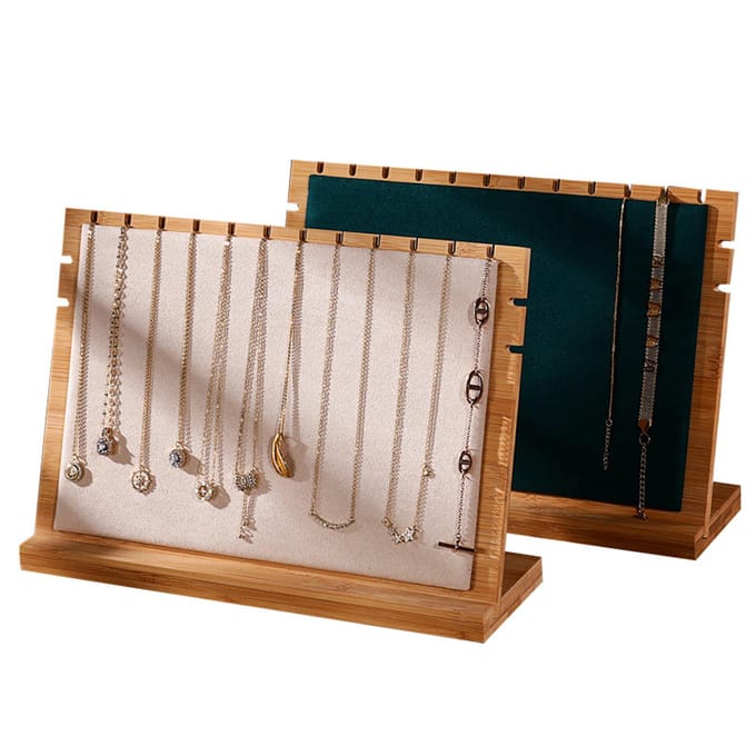 Bamboe Hout Hanger Displaybord Sieraden Displaybord Kettingrek Verwijderbare Sieraden Display white