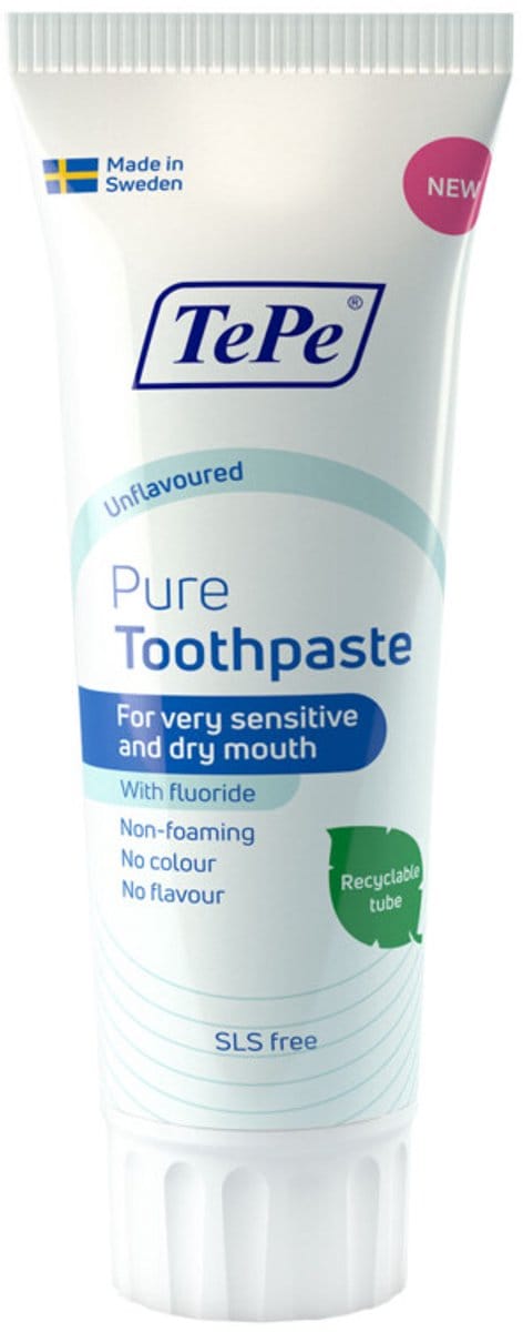 TePe - Tandpasta Pure Unflavoured - 3 x 75 ml - Voordeelverpakking
