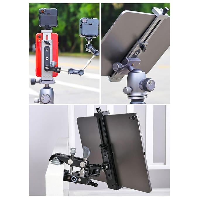 XILETU XJ15 Smartphone Tablet Statief Mount Telefoonhouder Klem Aluminiumlegering zilver