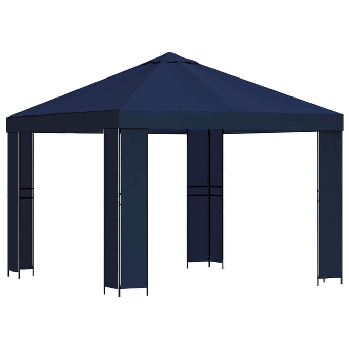 vidaXL - Prieel - 3 - x - 3 - m - Blauw - Polyester - en - Staal - 190 - gsm