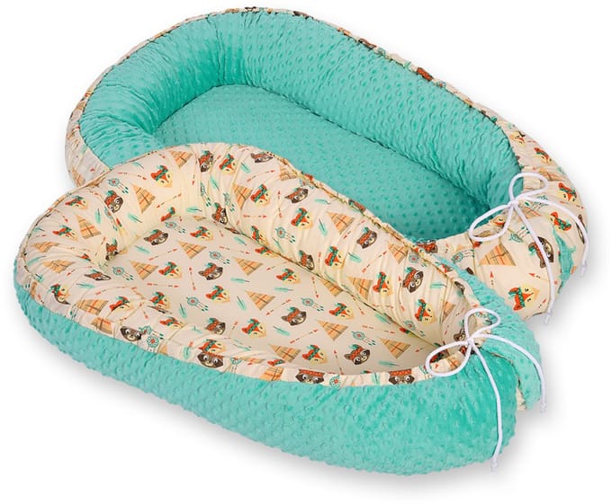 Babynest dubbelzijdig Premium Cocoon voor baby's BOBONO minky-tipi