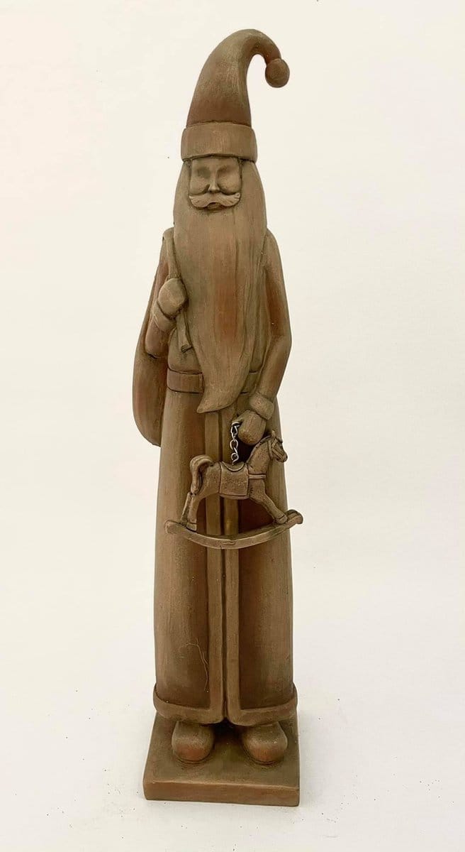 J-Line Kerstman met schommelpaard 11x8x43cm