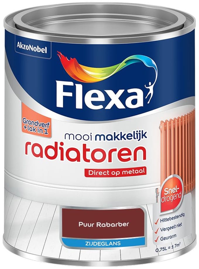 Flexa - Mooi Makkelijk Radiatoren Zijdeglans - Puur Rabarber - Mengverf - 750 Ml